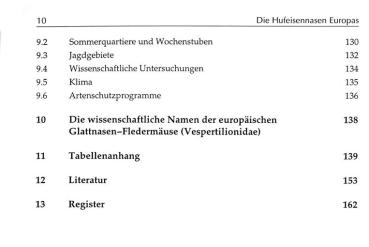 Inhaltsverzeichnis: Die Hufeisennasen Europas (Seite 3)