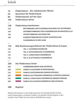 Inhaltsverzeichnis: Die Fledermäuse Europas - kennen, bestimmen, schützen