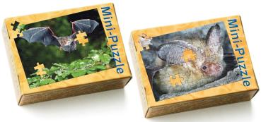 Set aus zwei Fledermaus-Puzzles mit je 54 Teilen (Großes Mausohr und Braunes Langohr)