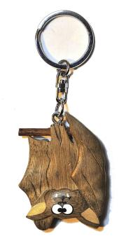 Fledermaus Schlüsselanhänger aus Holz
