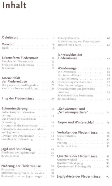 Inhaltsverzeichnis: Handbuch der Fledermäuse Europas und Nordwestafrikas