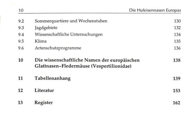 Inhaltsverzeichnis: Die Hufeisennasen Europas (Seite 3)