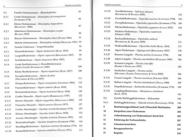 Inhaltsverzeichnis: Europäische Fledermäuse