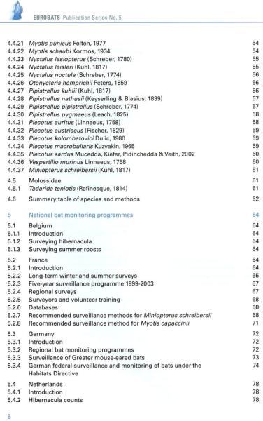 Inhaltsverzeichnis: Eurobats Publication Series No5