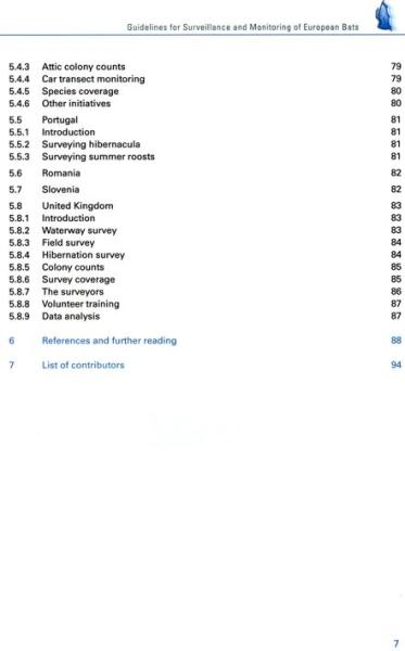 Inhaltsverzeichnis: Eurobats Publication Series No5