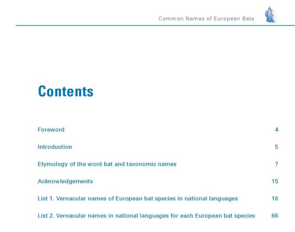 Inhaltsverzeichnis: Eurobats Publication Series No7