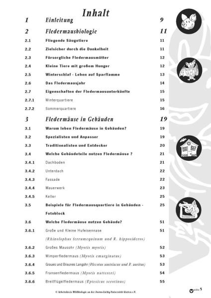 Inhaltsverzeichnis: Baubuch Fledermäuse