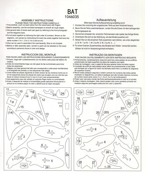 3D Holzfledermauspuzzle - Bastelanleitung